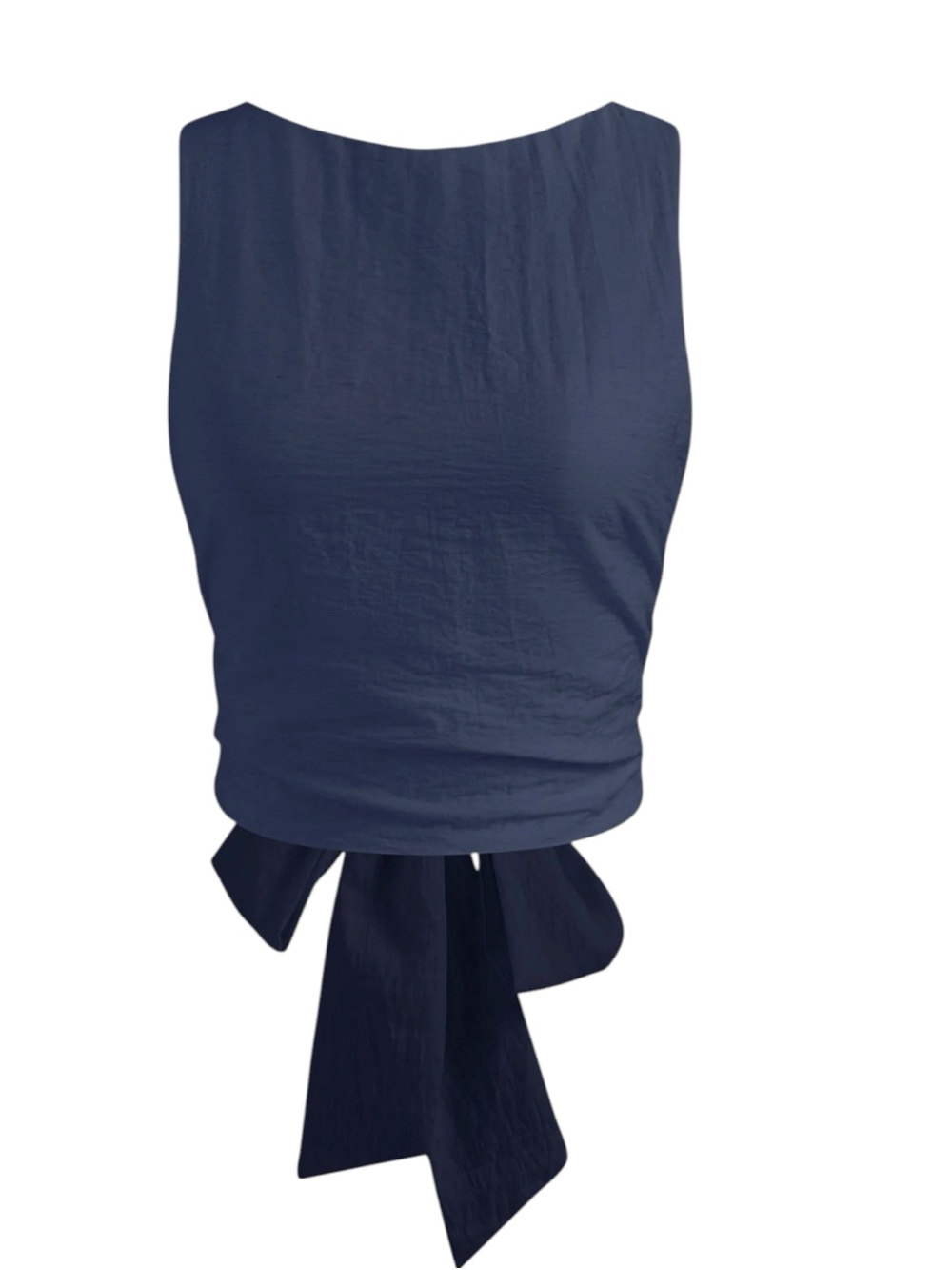 Cider Navy Bow-Tie Back Cropped Camisole